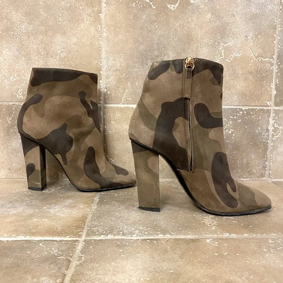 Suede Camouflage Print Boots - Picture 1 of 7